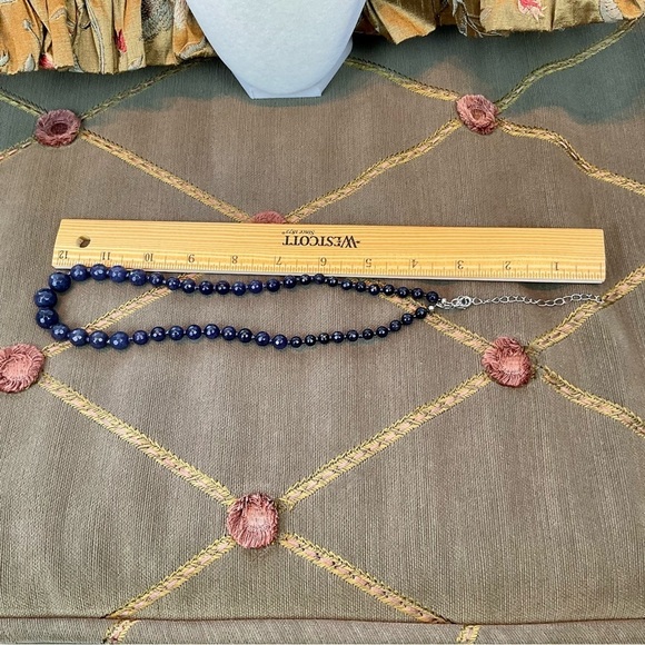 Vintage Necklace Navy Blue Large Beads (~18 in) - Picture 3 of 3
